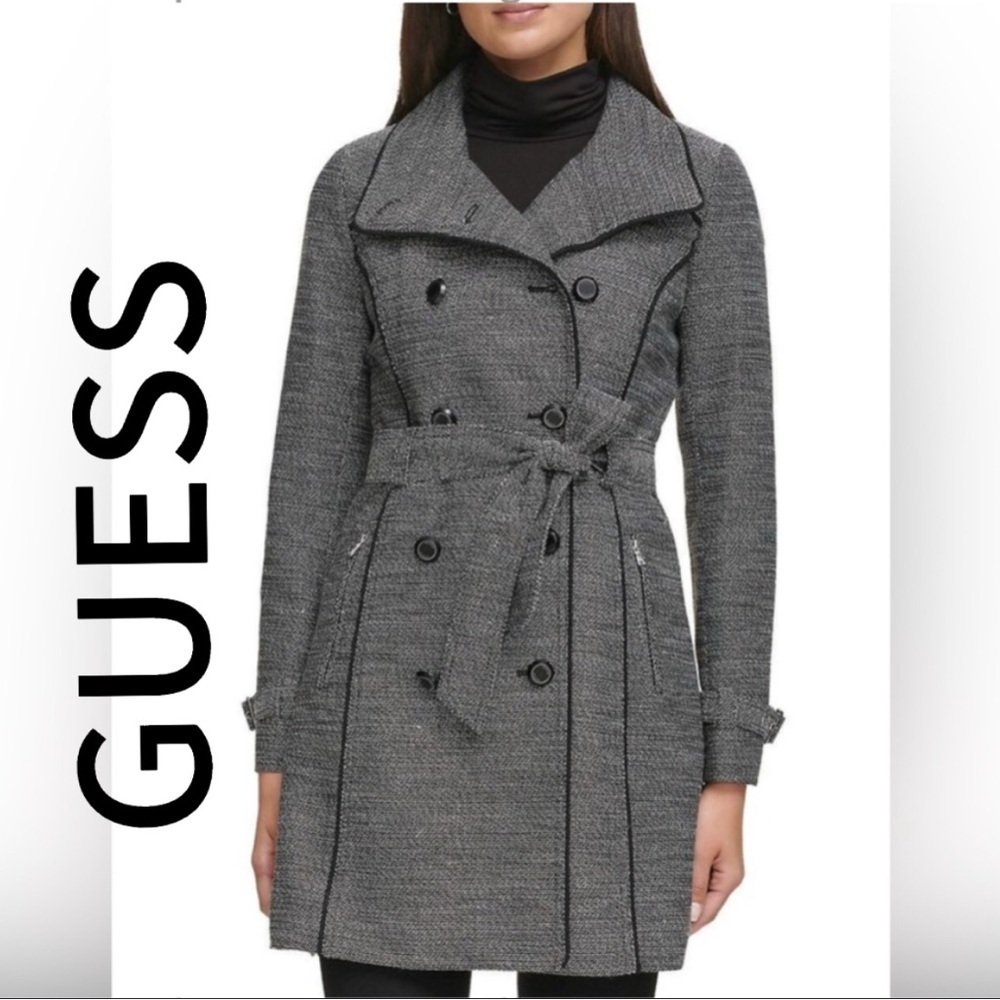 Guess Chic Double-Breasted Tweed Coat excellent condition (Up to 130lb)
